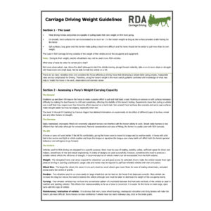 Carriage Driving Weight Guidance Notes