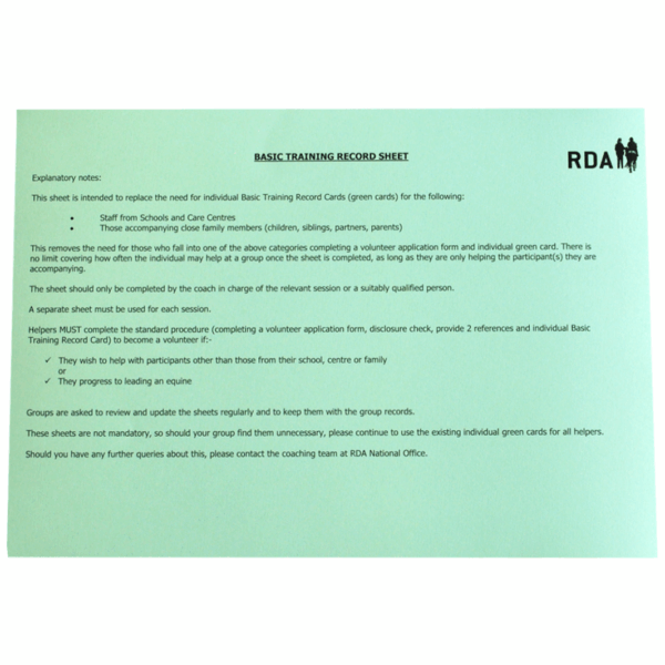 Basic A4 Training Record Sheet - Image 2