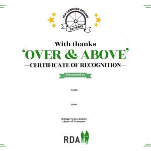 50 Years of RDA Carriage Driving: Over & Above Award Certificate (LIMITED EDITION)